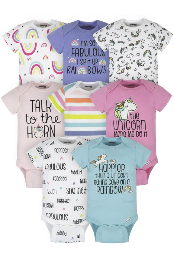 Brand Baby Girl Bodysuits, 8-Pack, Sizes Newborn - 12 Months