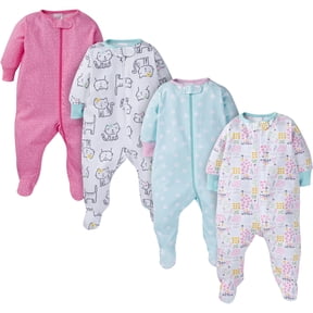 Onesies Brand Baby Girl Sleep 'n Play Footed Pajamas, 4-Pack, Sizes Newborn-6/9 Months