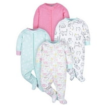 Onesies Brand Baby Girl Sleep 'n Play Footed Pajamas, 4-Pack, Sizes Newborn-6/9M