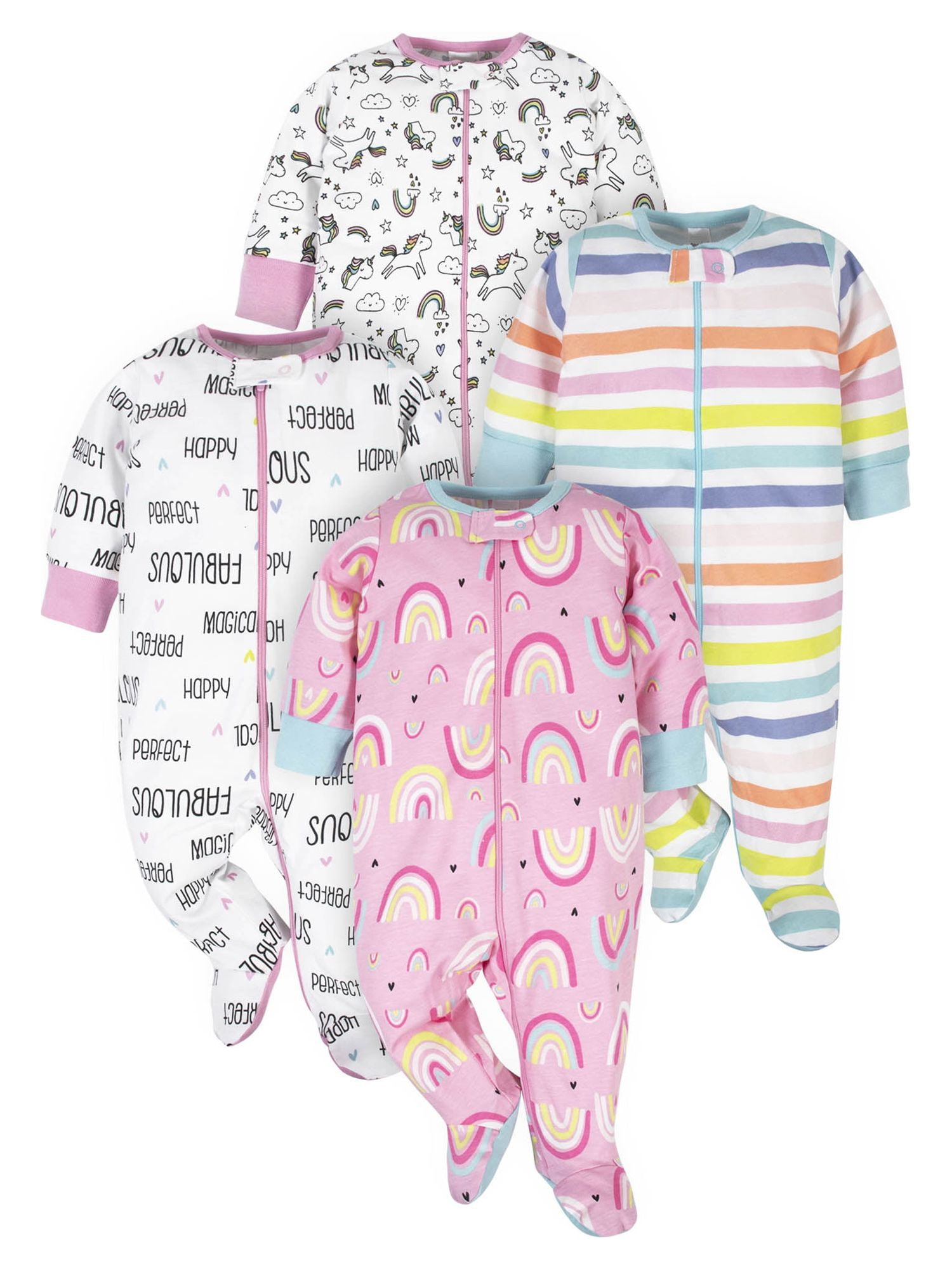 Onesies Brand Baby Girl Sleep n Play Footed Pajamas 4 Pack Sizes Newborn 6 9M