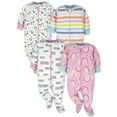 Onesies Brand Baby Girl Sleep 'n Play Footed Pajamas, 4Pack, Sizes