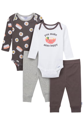 Brand Baby Neutral 4pc Outfit Set, Sizes (Newborn - 12 Months)