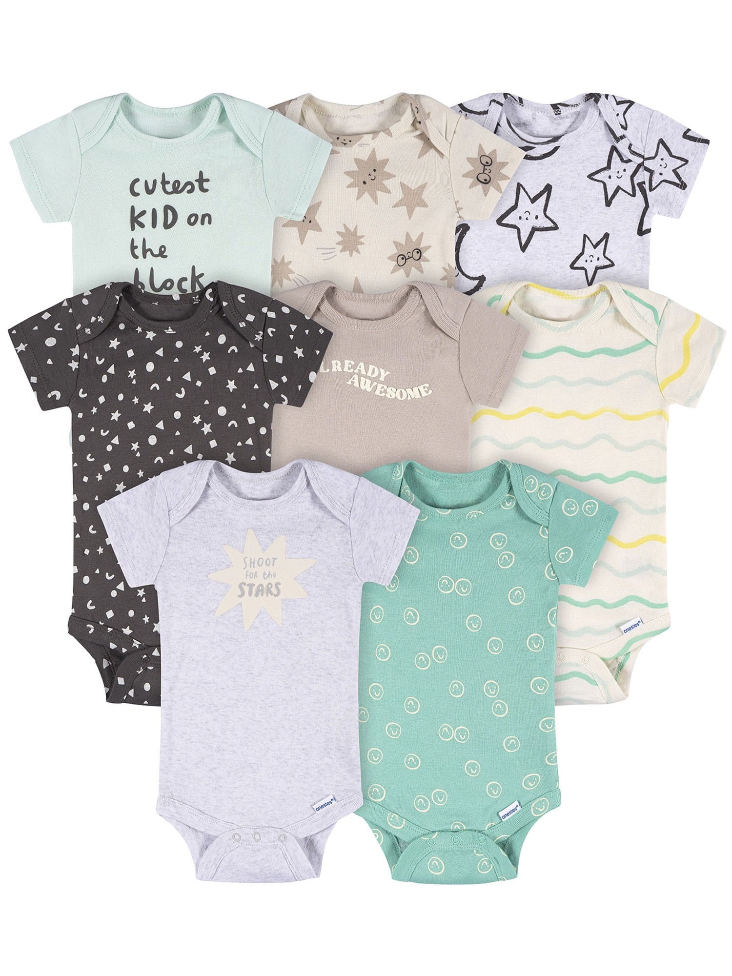 Onesies Brand Baby Neutral Bodysuits, 8-Pack, Sizes Newborn - 12 Months
