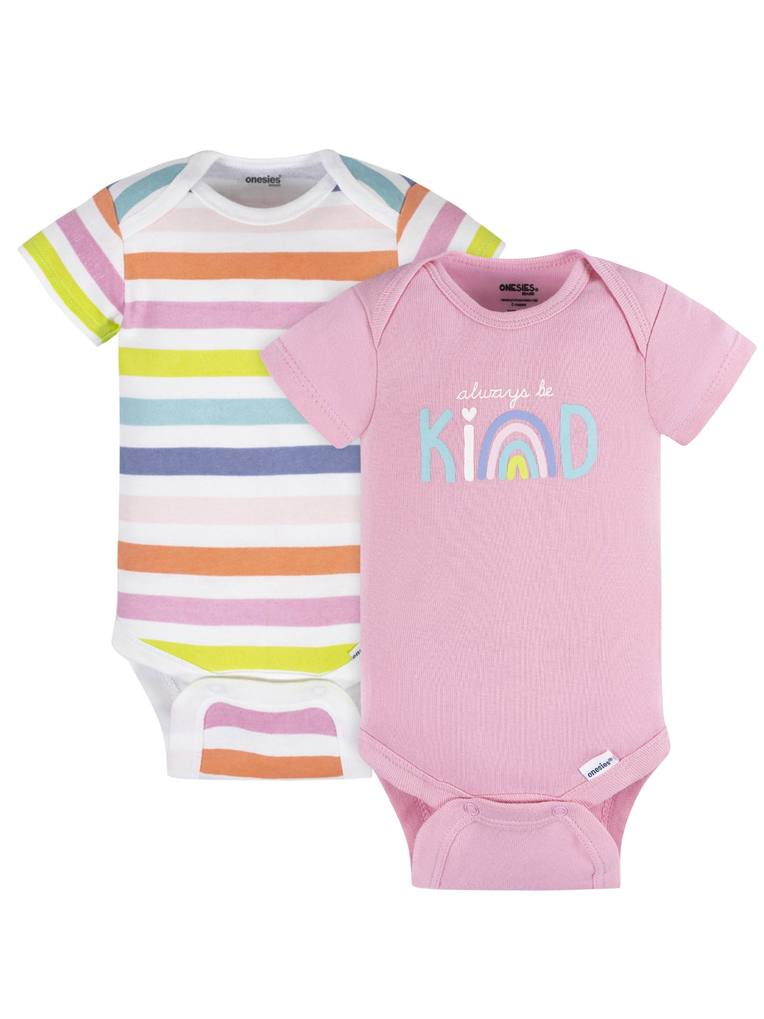 Onesies Brand Baby Neutral Short Sleeve Bodysuits, 2-Pack, Newborn - 6/9 Months