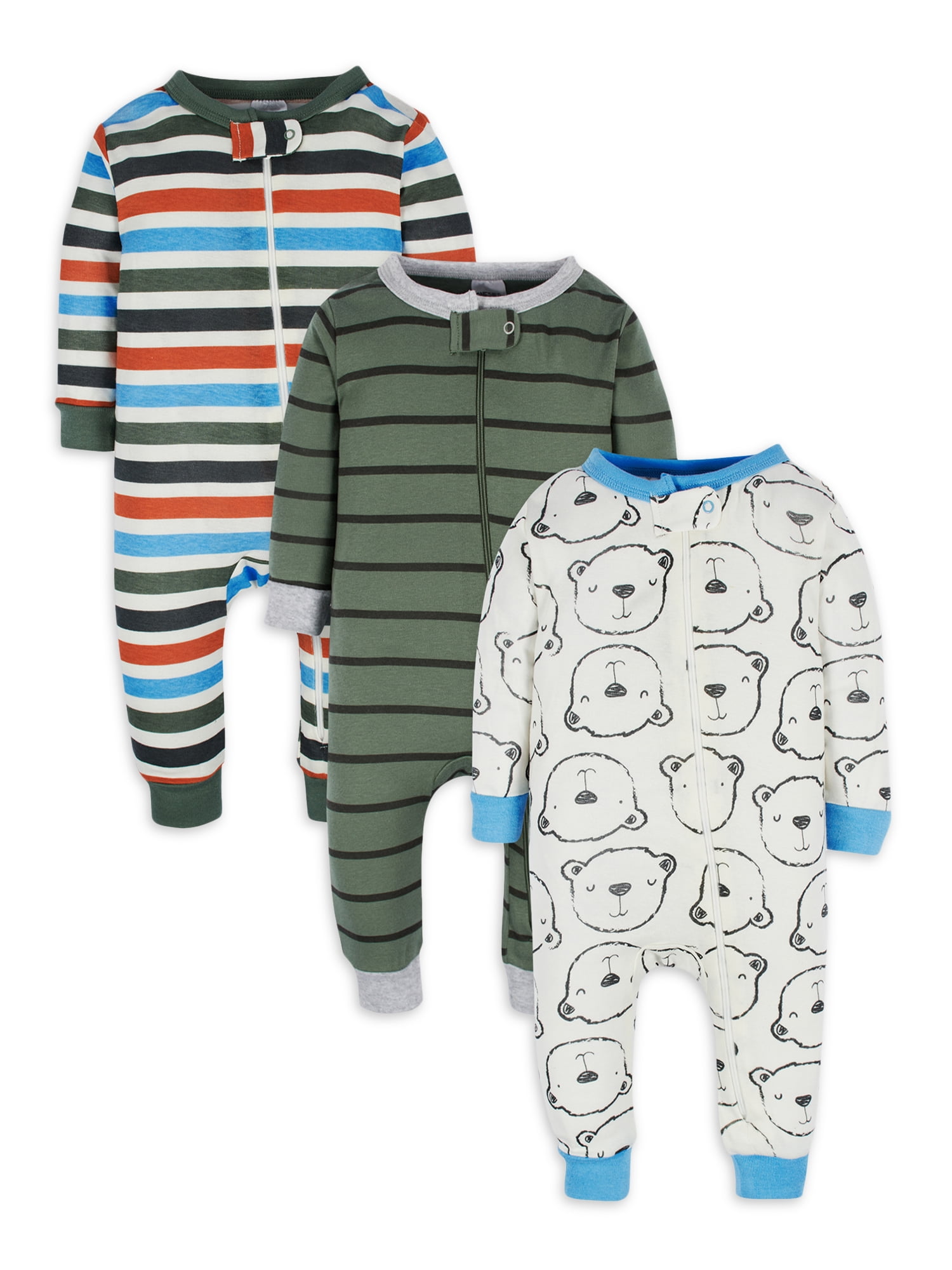 Onesies Brand Baby & Toddler Boy Snug Fit Footless Cotton Pajamas, 3-Pack  (0/3 Months - 5T) 