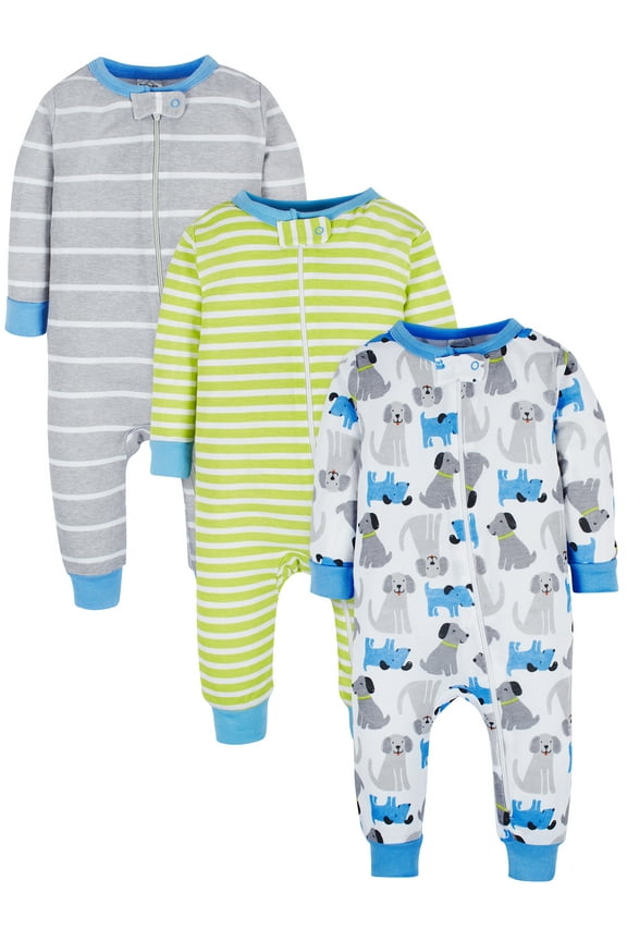 Brand Gender Neutral Footless Unionsuits, 3-Pack, Sizes 0/3 Months - 5T