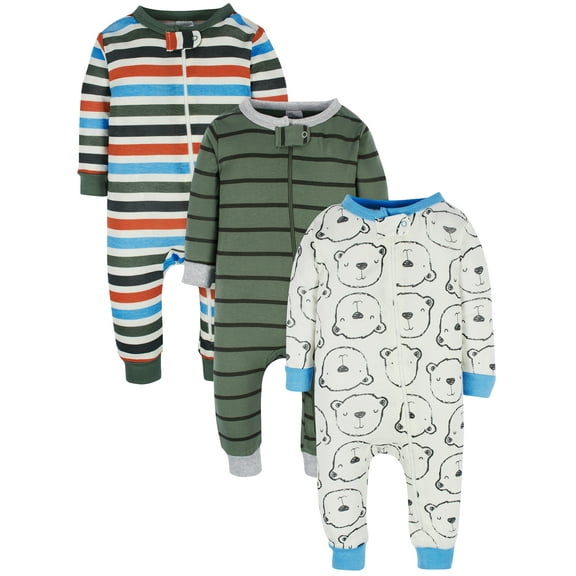 Onesies Brand Gender Neutral Footless Unionsuits, 3-Pack, Sizes 0/3 Months - 5T