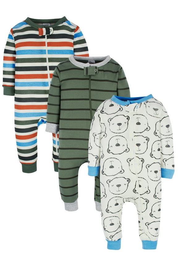 Brand Gender Neutral Footless Unionsuits, 3-Pack, Sizes 0/3 Months - 5T