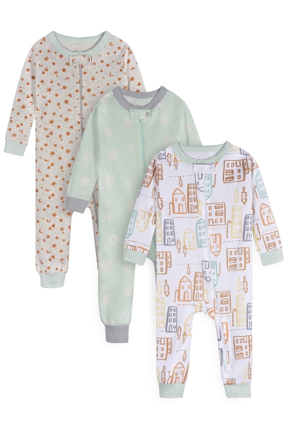 Brand Gender Neutral Footless Unionsuits, 3-Pack, Sizes 0/3 Months - 5T