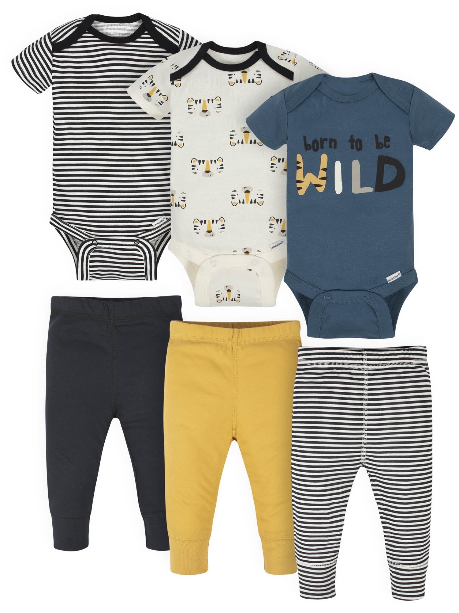 Onesies Brand Baby Boys Bodysuits & Pants Set, 6-Piece Outfit Set, Sizes Newborn - 12 Months