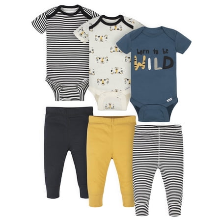 Onesies Brand Baby Boys Bodysuits & Pants Set, 6-Piece Outfit Set, Sizes Newborn - 12 Months