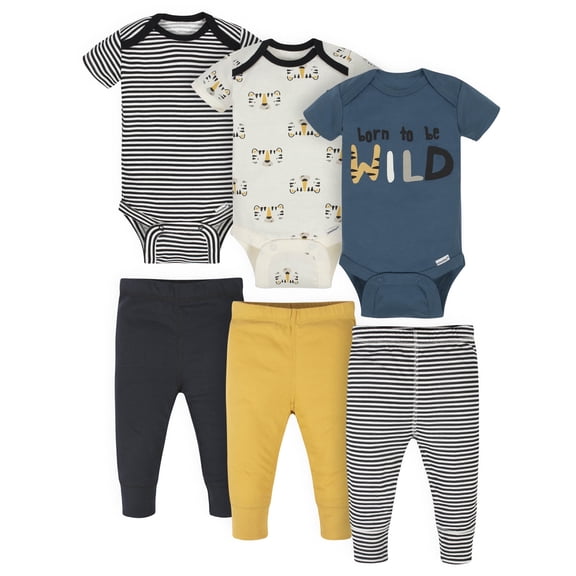 Onesies Brand Baby Boys Bodysuits & Pants Set, 6-Piece Outfit Set, Sizes Newborn - 12 Months