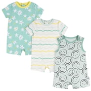 Onesies Brand Baby Boy Short Sleeve and Sleeveless Rompers, 3-Pack, Sizes 0/3 Months - 24 Months