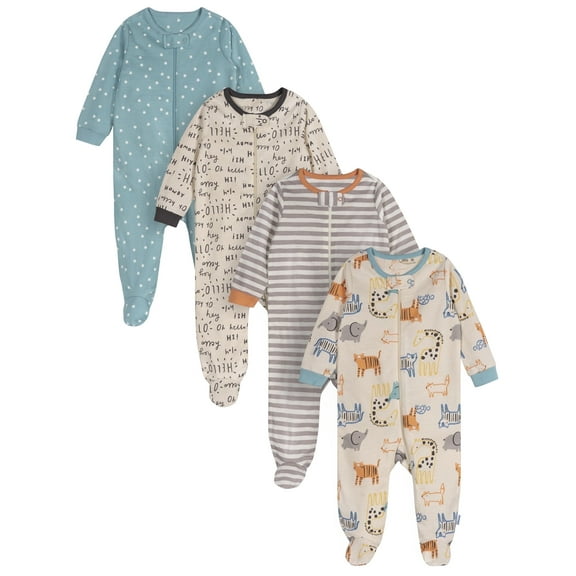 Onesies Brand Gender Neutral Sleep ´N Play Footed Pajamas, 4-Pack, Sizes Newborn - 6/9 Months