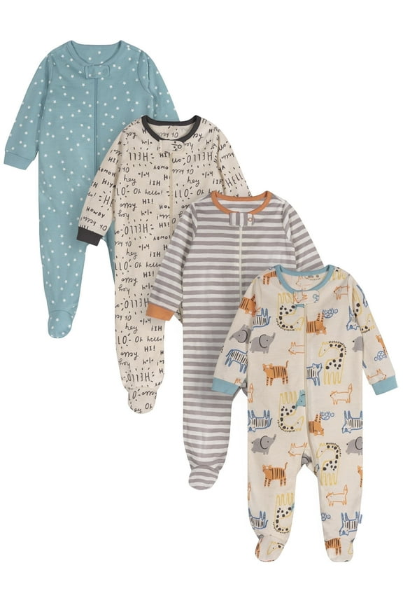 Brand Gender Neutral Sleep ´N Play Footed Pajamas, 4-Pack, Sizes Newborn - 6/9 Months