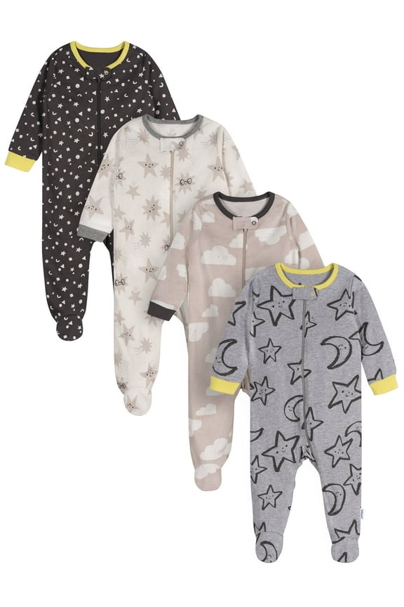 Brand Gender Neutral Sleep ´N Play Footed Pajamas, 4-Pack, Sizes Newborn - 6/9 Months