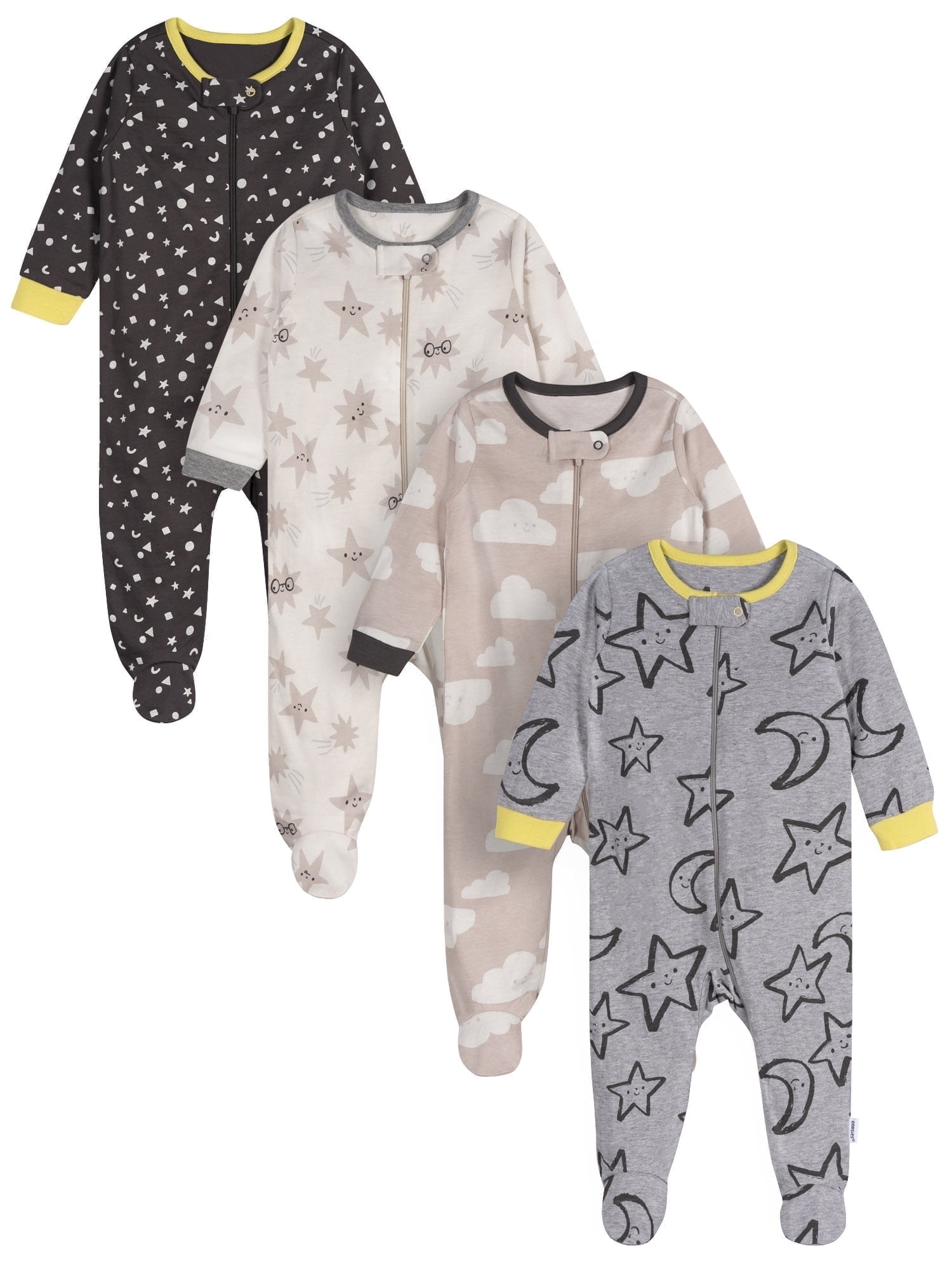 Onesies Brand Gender Neutral Sleep ´N Play Footed Pajamas, 4-Pack, Sizes Newborn - 6/9 Months
