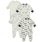 Onesies Brand Gender Neutral Sleep 'n Plays Footed Pajamas, 4-Pack, Sizes Newborn - 6/9 Months