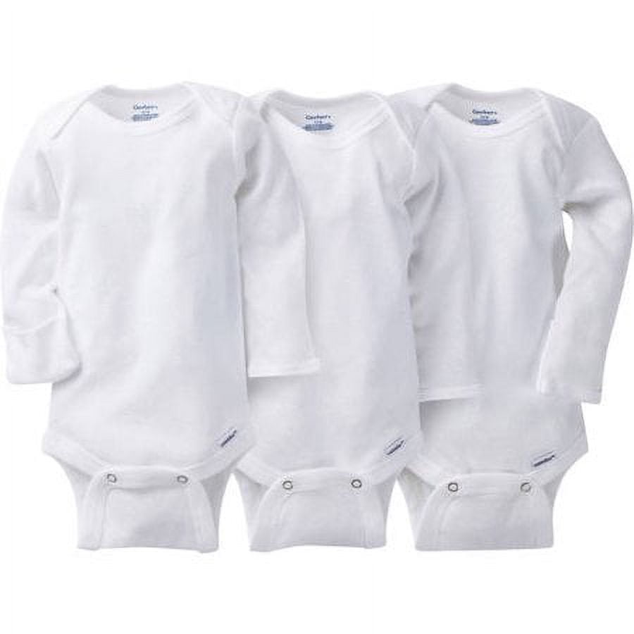 Onesies Brand Gerber Newborn White Long Sleeve Bodysuits, 3pk (Baby Boys or Baby Girls, Unisex)