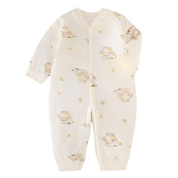 Onesies Girl Boys Girls Long Sleeve Flowers Prints Ribbed Jumpsuit Headband Baby Romper Grey 18 Months-24 Months