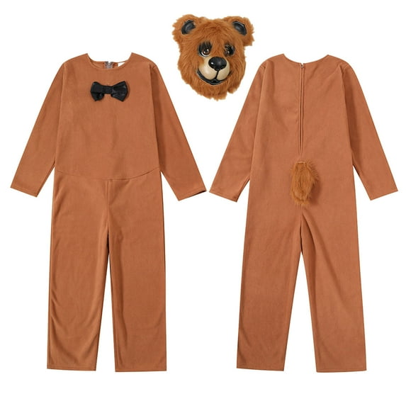 Onesies Kids Boys Girls Brown Bear Dress Up Stage Party Clothes Baby Romper Brown 12 Years-14 Years