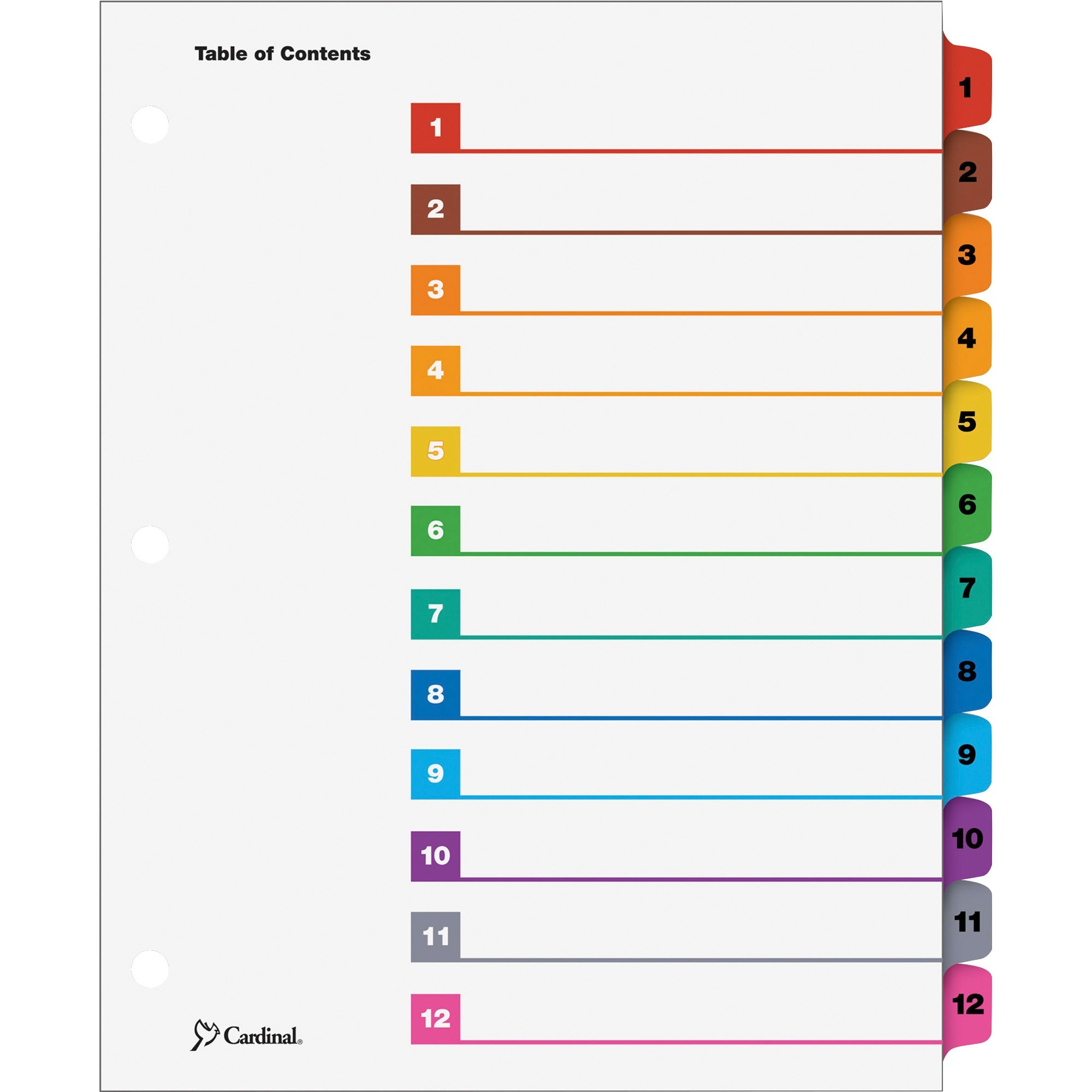 Table Contents Sticker