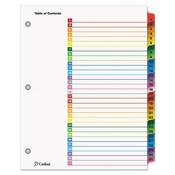 "Onestep Printable Table Of Contents And Dividers, 31-Tab, 1 To 31, 11 X 8.5, White, 1 Set | Bundle of 10 Sets"