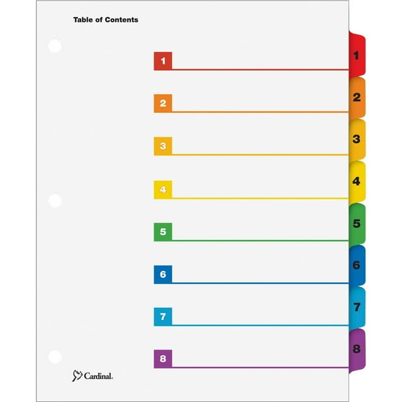 Onestep Printable Table Of Contents And Dividers, 8-Tab, 1 To 8, 11 X 8.5, White, 1 Set | Bundle of 5 Sets