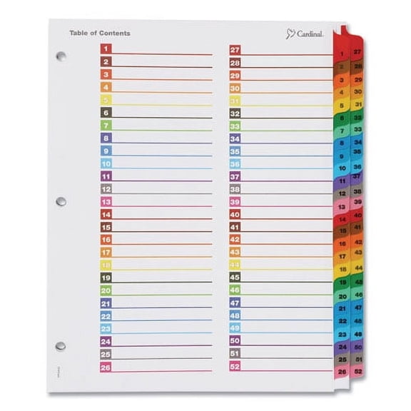 Onestep Printable Table Of Contents And Dividers - Double Column, 52-Tab, 1 To 52, 11 X 8.5, White, 1 Set | Bundle of 2 Each