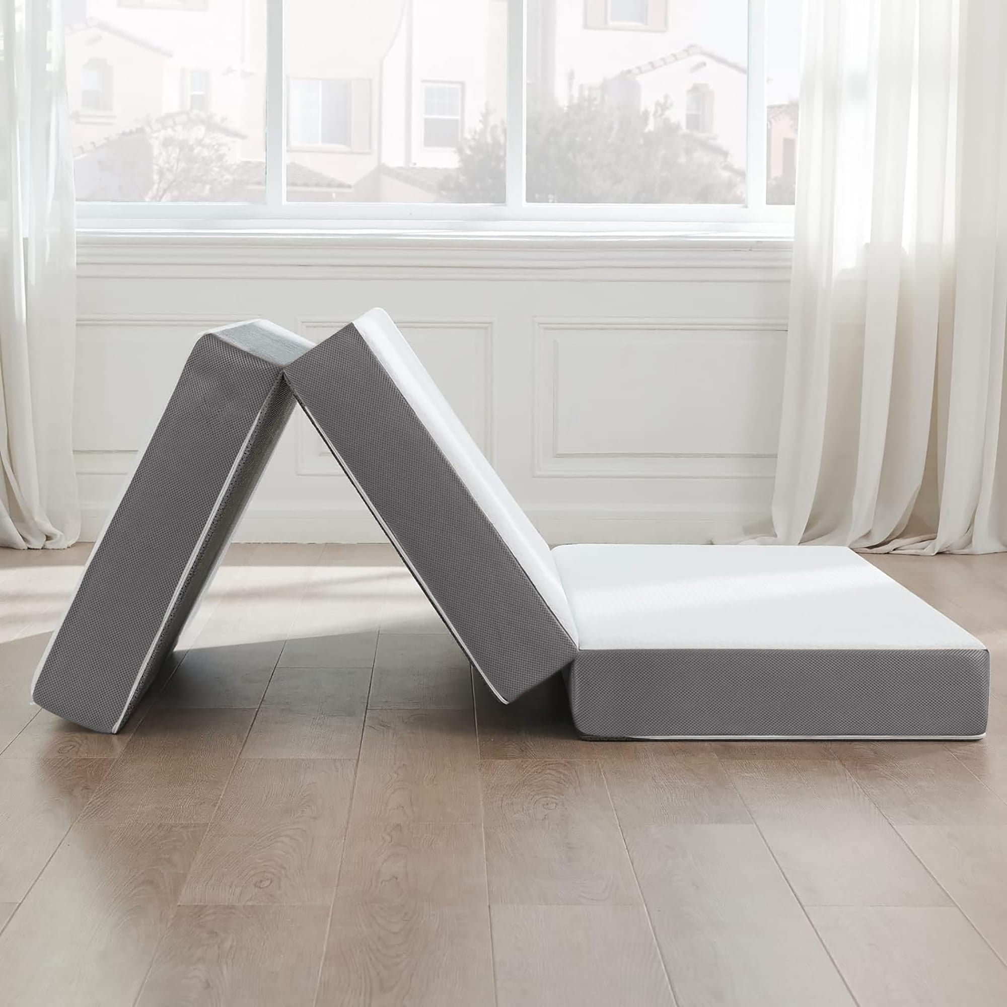 Onetan , Folding Mattress, 3", 4" & 5" Gel Memory Foam Portable Tri-fold Mattress. 4-inch 25-inch
