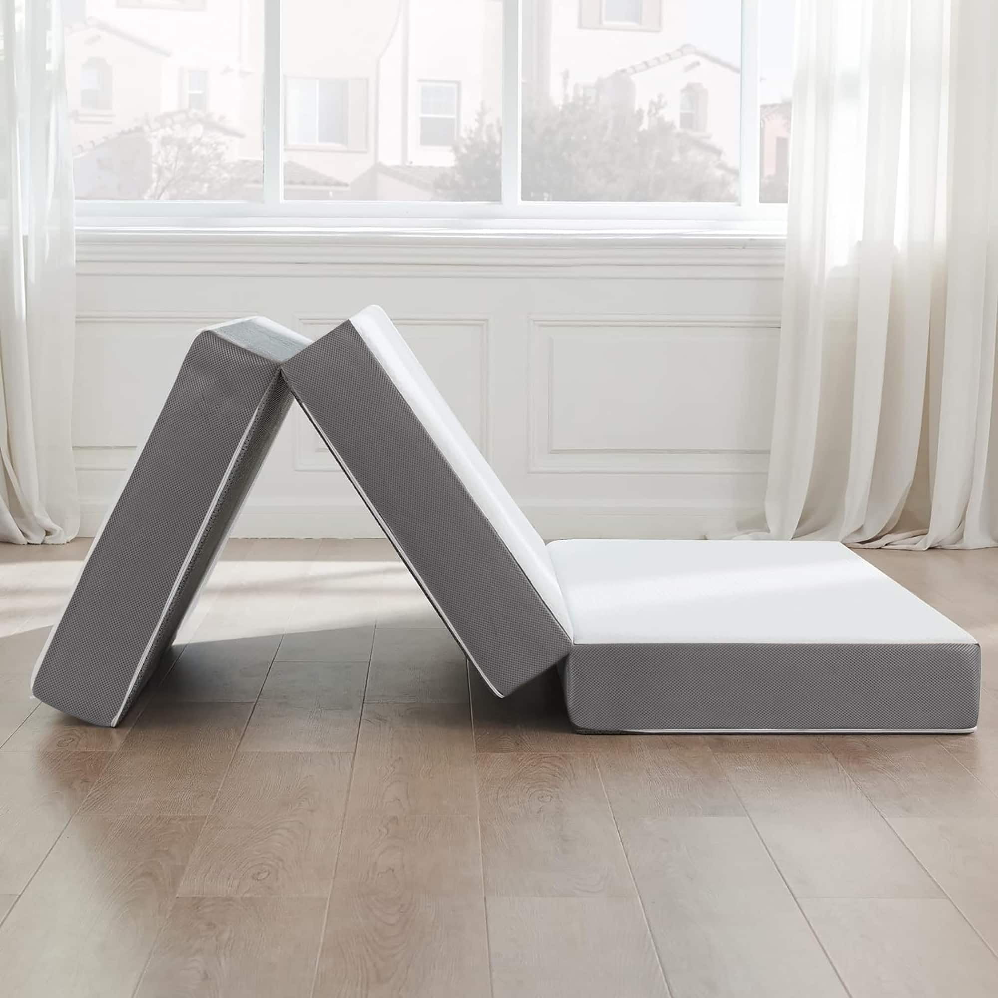 Onetan , Folding Mattress, 3", 4" & 5" Gel Memory Foam Portable Tri-fold Mattress. 5-inch 25-inch