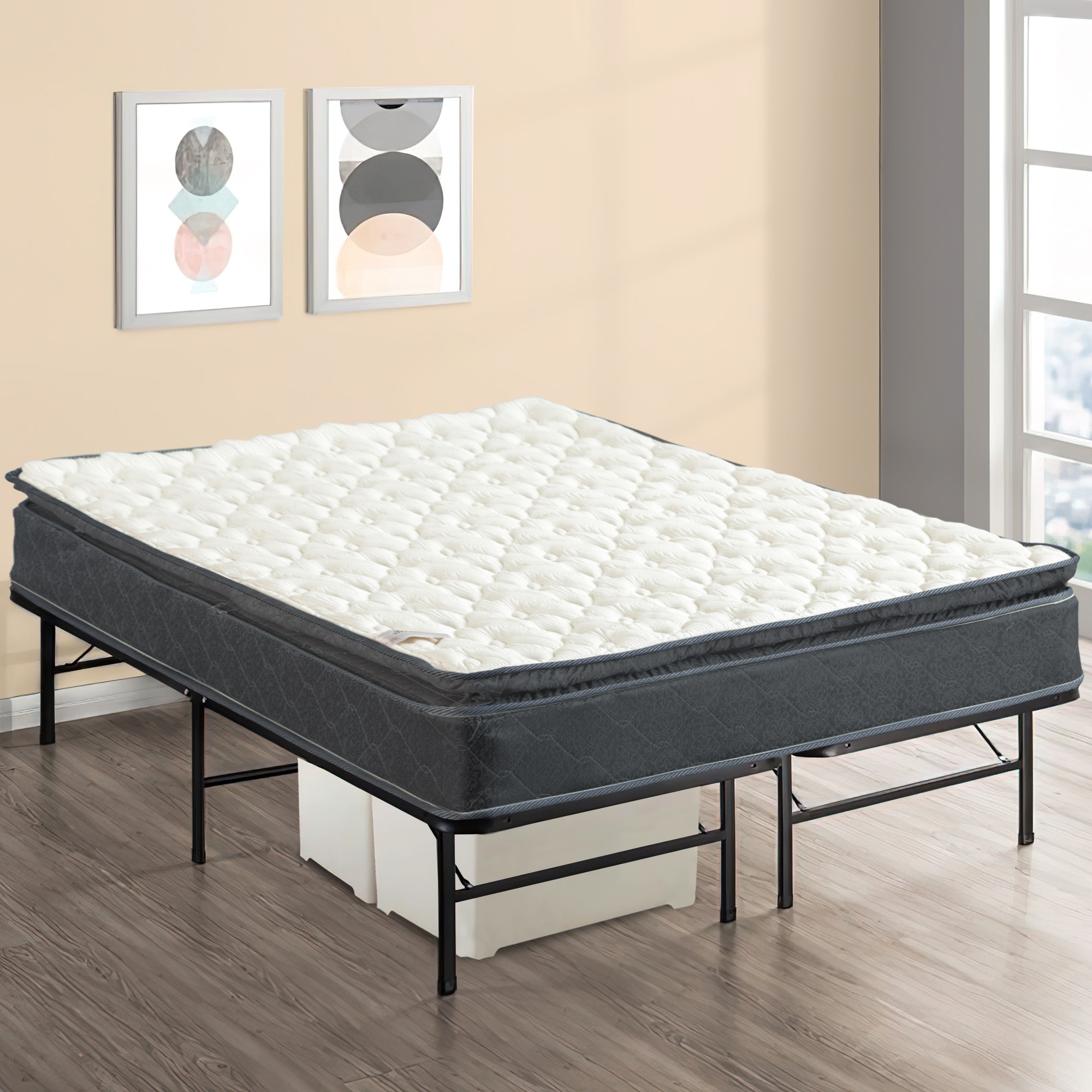 Mattress and Platform Bed Set, 10Inch Medium Pillow Top Hybrid