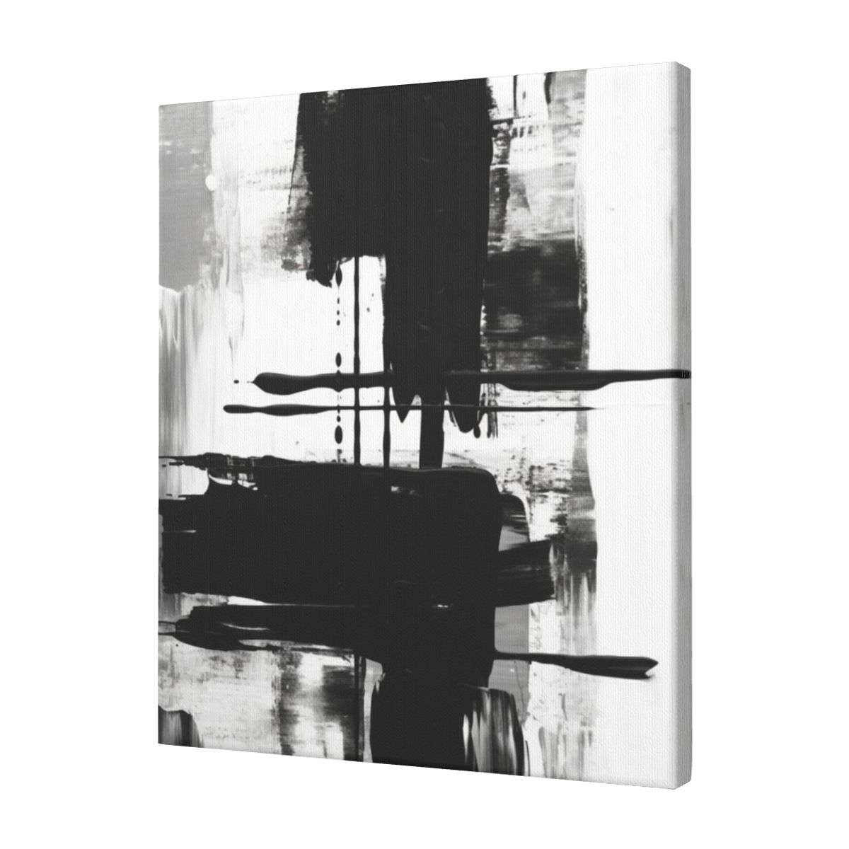 Onetech Black and White Abstract Oil Painting Canvas Wall Art 20x24in ...