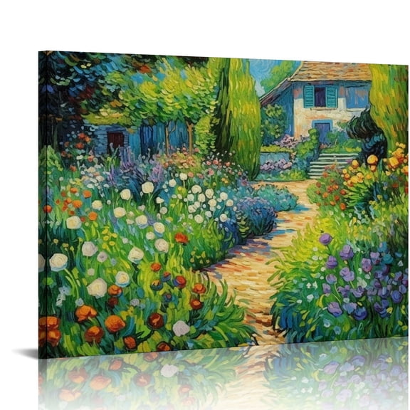 Onetech Garden Oil Painting Canvas for Living Room Bedroom Hotel 20x16 in / 16x12 in Print on Canvas Decor Home Office Wall Decor 16x12in