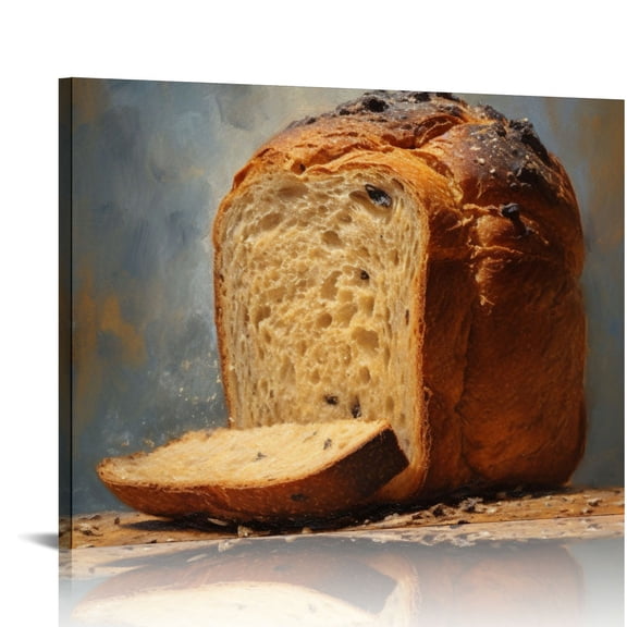 Onetech Oil Painting Art of Bread and Coffee Modern Canvas Prints for Home Decor 20x16 in / 16x12 in 16x12in