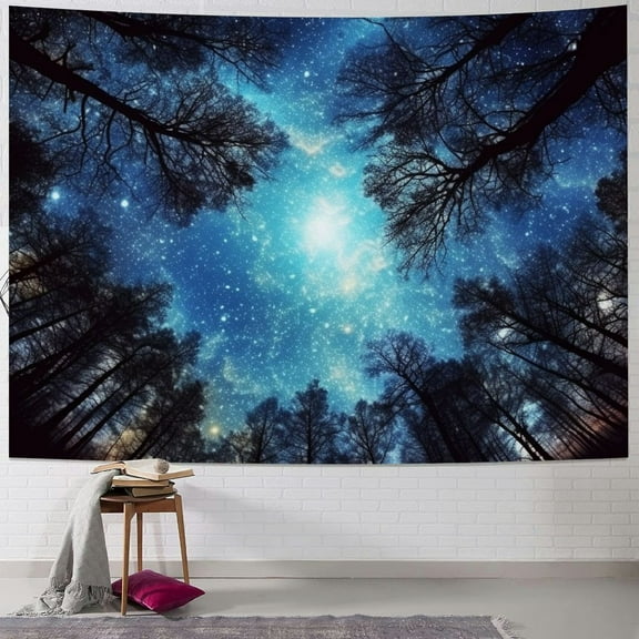 Onetech Stars Trees Night Sky Tapestry Wall Art for Bedroom Living Room Dorm - Wall Hanging Decor 60x50inch