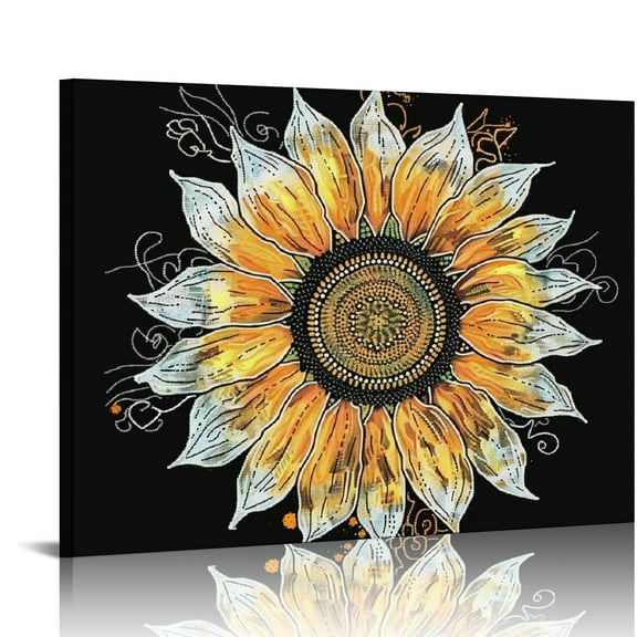 Onetech Sunflower Canvas Prints Wall Art for Living Room Bedroom Home Office Decor, Set of 2 - 20x16 in and 16x12 in 20x16in