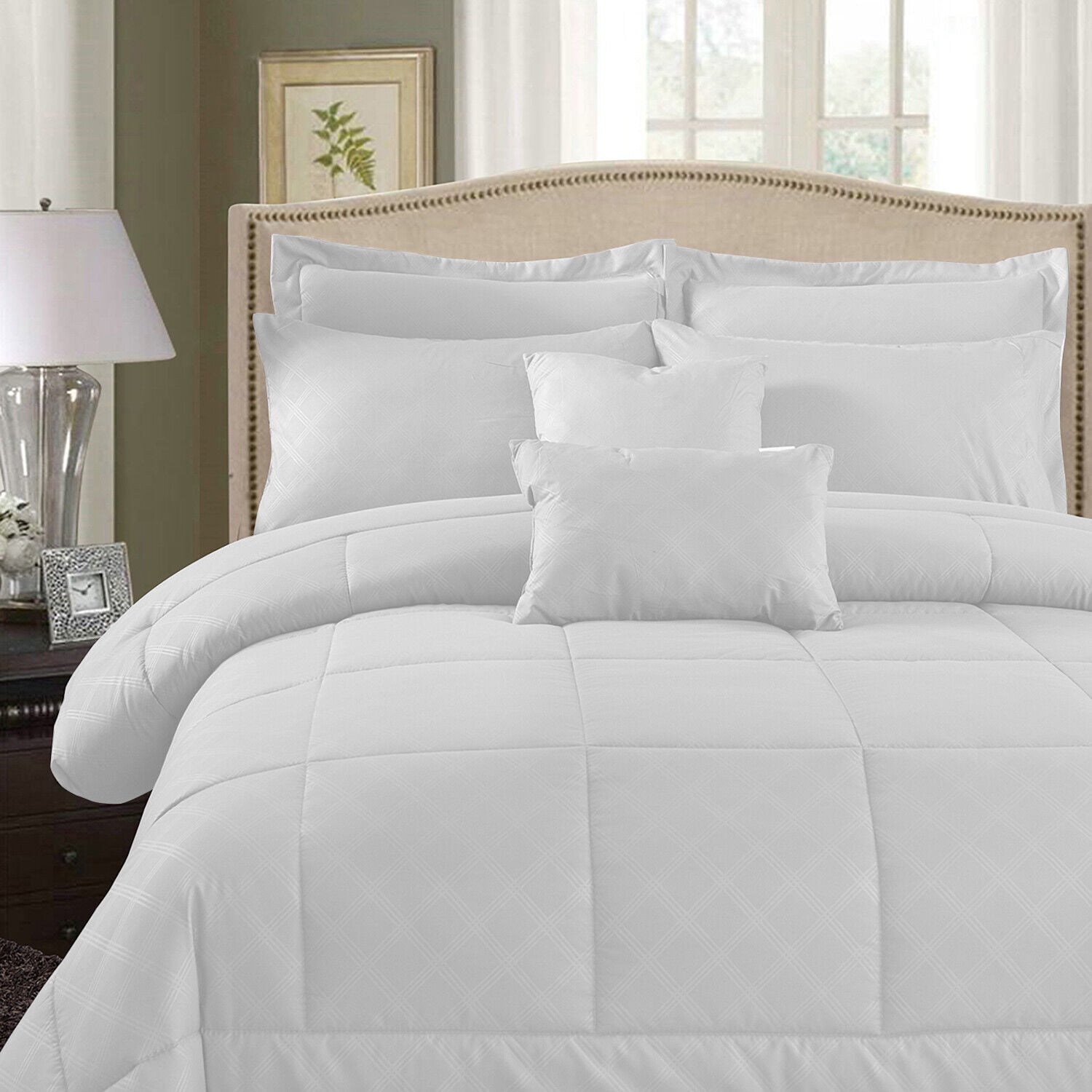 Queen King Comforter Set 10 Pieces Bed in a Bag Set Bedding Set &Bed