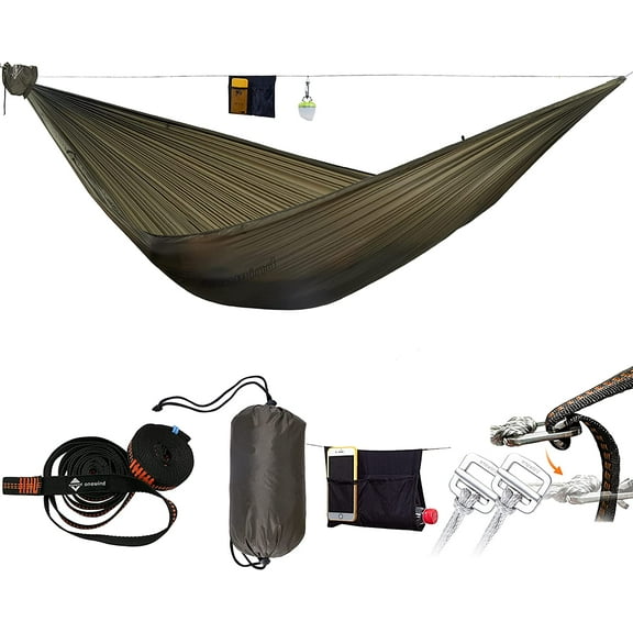 Onewind 11' Camping Hammock with Tree Straps, Olive Green (up to 210 lbs)