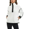 thumbnail image 1 of Onfers Womens  Cropped Sweatshirt Half Zip Fleece Pullover Oversized Jacket with Pockets S White, 1 of 5