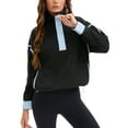 thumbnail image 1 of Onfers Womens  Cropped Sweatshirt Half Zip Fleece Pullover Oversized Jacket with Pockets XL Black, 1 of 5