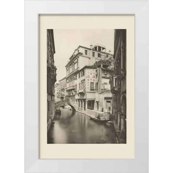 Ongania, Ferdinand 23x32 White Modern Wood Framed Museum Art Print Titled - Vintage Views of Venice VI