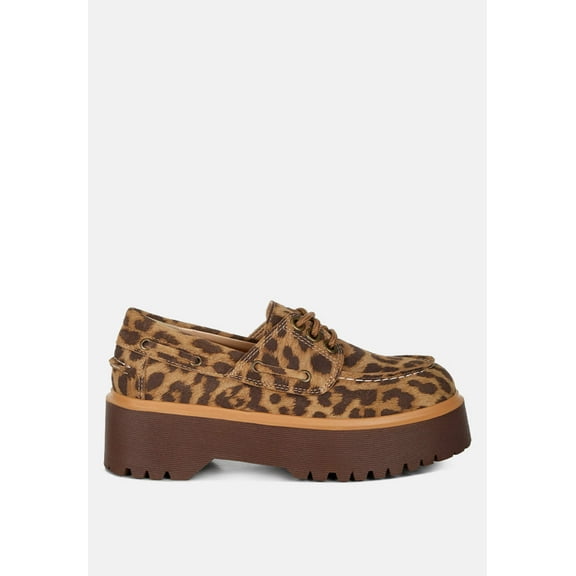Onglur Leopard Real Suede Leather Oxford Loafers