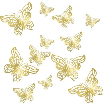 Ongmies 12Pcs 3D Laser Butterfly Wall Stickers – 6 Styles, 4 Colors, 3 Sizes, Perfect for Party, Birthday, Cake Decorating, and Room Decor