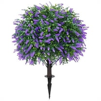 Ongmies 16-Inch Artificial Lavender Topiary Ball Trees with Ground Spike – Uv-Resistant Fake Evergreen Shrubs for Indoor/Outdoor Front Porch & Garden