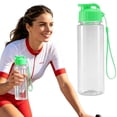 thumbnail image 1 of Ongmies 500Ml Water Bottle, Plastic Sports Water Bottles, Flip Top with Handle Strap, Lightweight Leakproof for Adults Gym Fitness Activities, Green, 1 of 7