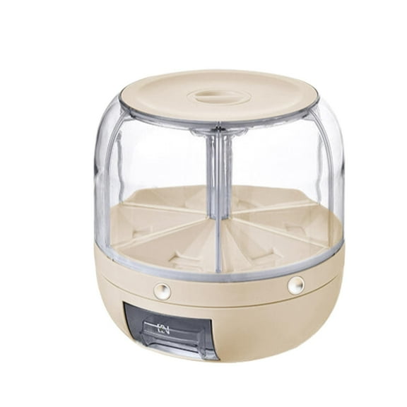 Ongmies 6-Compartment Grain Dispenser - 360° Rotating Rice & Cereal Storage Container with One-Click Output | Kitchen Pantry Organizer for Small Grains, Beans & Food Storage
