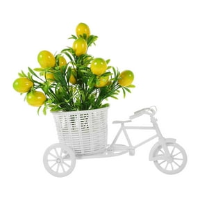 Ongmies Artificial Lemon Flower Arrangement Lifelike Faux Bonsai with Decorative Basket, Realistic Simulation Flowers for Vase, Wedding Bouquet & Home Decor Uv Resistant