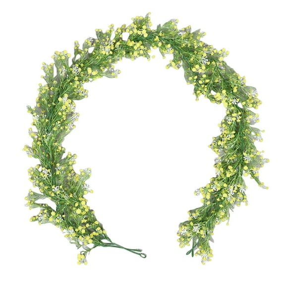 Ongmies Babys Breath Garland, 6Ft Spring Flower Garland – Not Withering Wildflower Decoration for Indoor, Door, Window, Wall, & Arch, Home & Farmhouse Decor, Hanging Flower Vines, Yellow