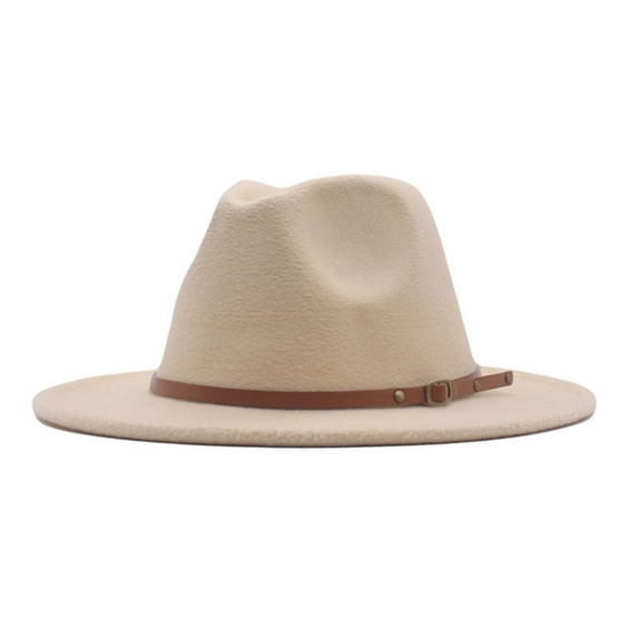 Ongmies Belt Womens Fedora Panama Wool Belt Cl Ic Hat Buckle Hat Floppy Wide Baseball Caps Accessory Beige Baseball Caps